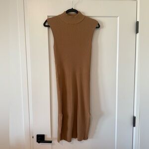 Magaschoni Camel Ribbed Midi Dress